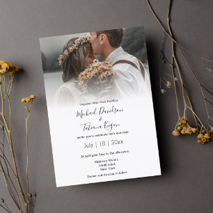 chic modern handwriting wedding photo Invitation