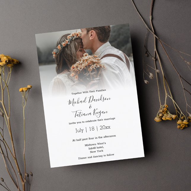 chic modern handwriting wedding photo Invitation (Creator Uploaded)