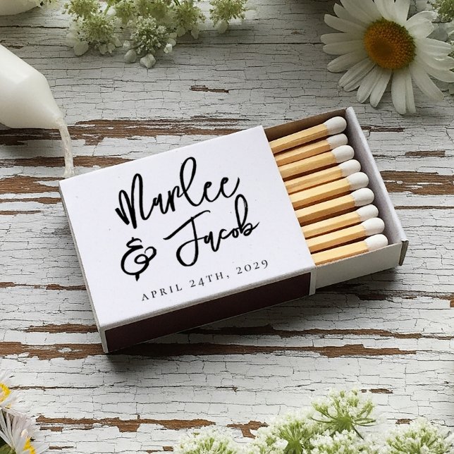 Chic Modern Handwritten Personalized Wedding Favor Matchboxes (Creator Uploaded)
