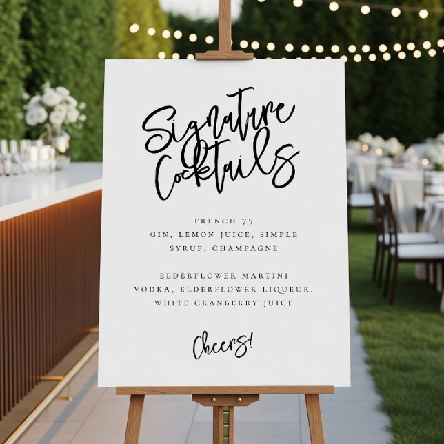 Chic Modern Handwritten Signature Cocktails Sign (Creator Uploaded)