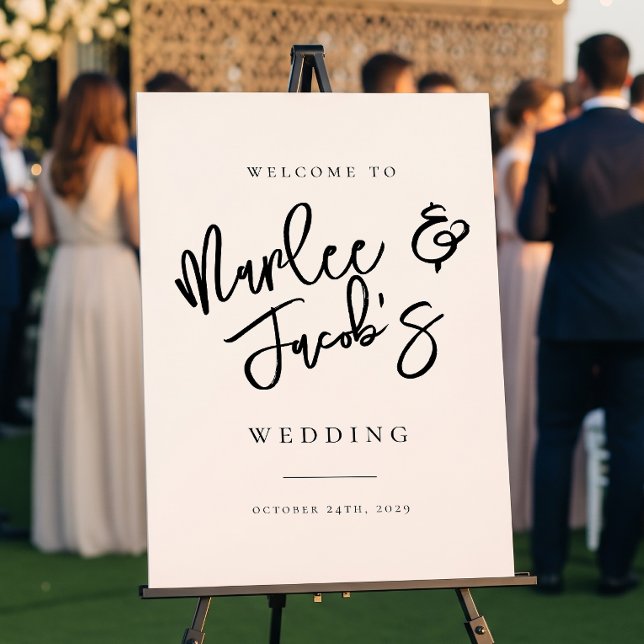 Chic Modern Handwritten Wedding Welcome Sign (Creator Uploaded)