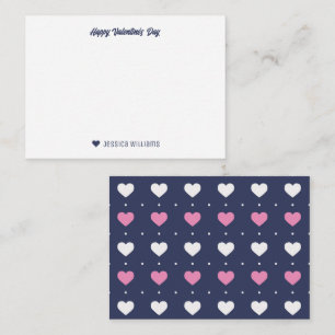 Chic Modern Heart Pattern Blue Pink Valentines Day Note Card