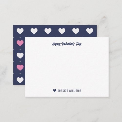 Chic Modern Heart Pattern Blue Pink Valentines Day Note Card