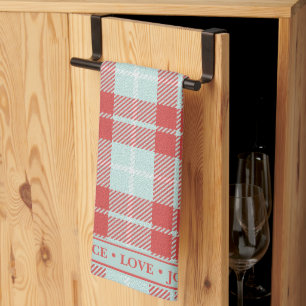 Chic Modern Holiday Red & Teal Plaid Kitchen Towel