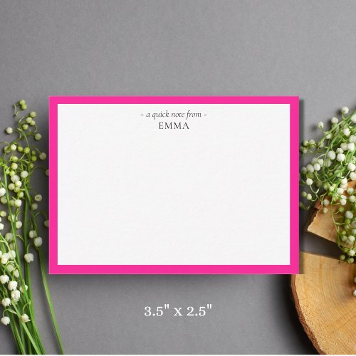 Chic Modern Hot Pink Correspondence     Note Card