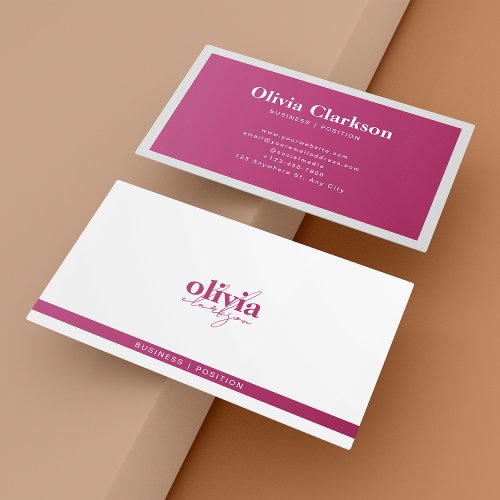 Chic Modern Hot Pink Handwritten Stylish Script  Business Card