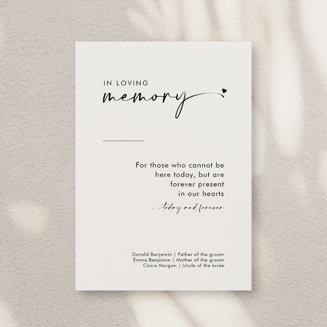 Chic Modern In Loving Memory Wedding Sign (Creator Uploaded)
