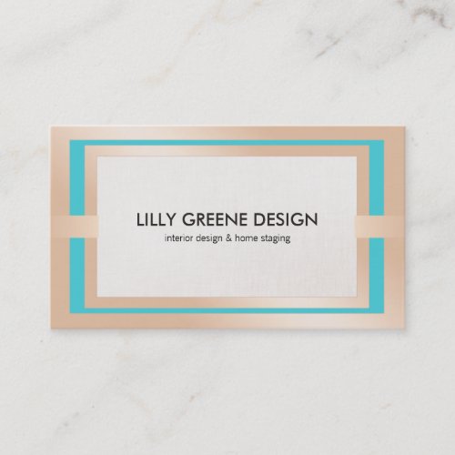 Chic Modern Interior Decorator Turquoise Business Card