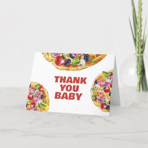 Chic Modern Italian Slice Slice Pizza Baby Shower Letterpress Thank You Card
