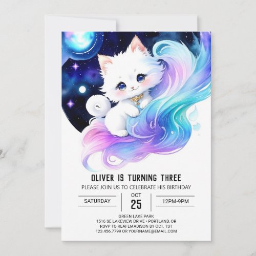 Chic Modern Kitten Birthday Invitation