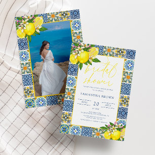 Chic Modern Lemon Mediterranean Bridal Shower Invitation