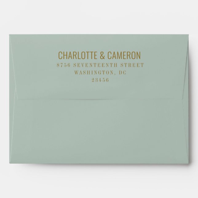 Chic Modern Light Blue and Olive Wedding  Envelope (Back (Top Flap))