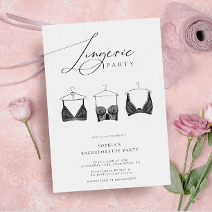 Chic Modern Lingerie Bachelorette Party Invitation