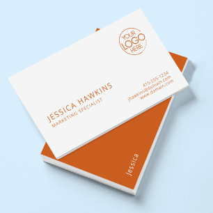 Chic Modern Logo Dark Orange Professional Business Card