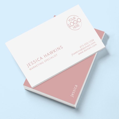 Chic Modern Logo Dusty Rose Professional Business Card