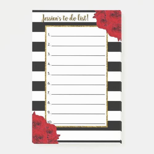 Chic Modern Luxe Red Roses To Do List Post_it Notes