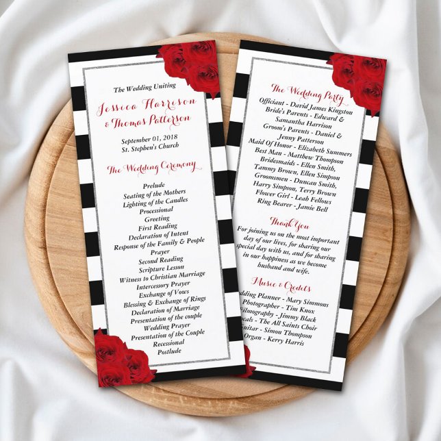 Chic Modern Luxe Red Roses Wedding Program (Creator Uploaded)