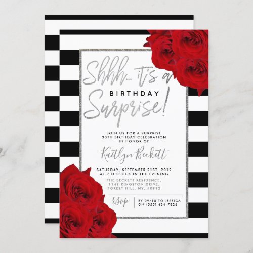 Chic Modern Luxe Shhh Surprise Birthday Party Invitation