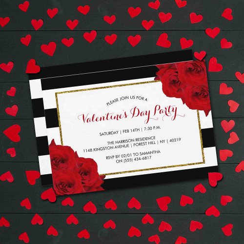 Chic Modern Luxe Valentines Day Party Invitation