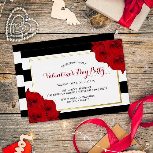Chic Modern Luxe Valentines Day Party Real Foil Invitation