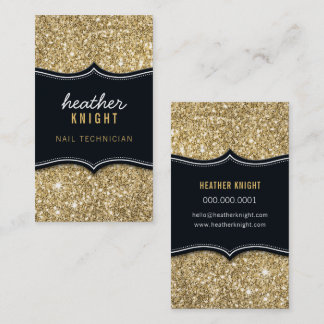 CHIC modern luxury glam glitter black gold Business Card