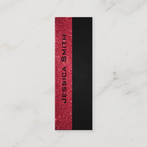 Chic modern luxury red glittery leather look business card templates