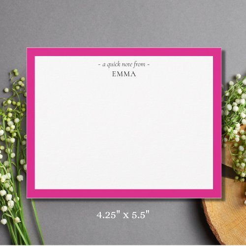 Chic Modern Magenta Pink Correspondence  Note Card