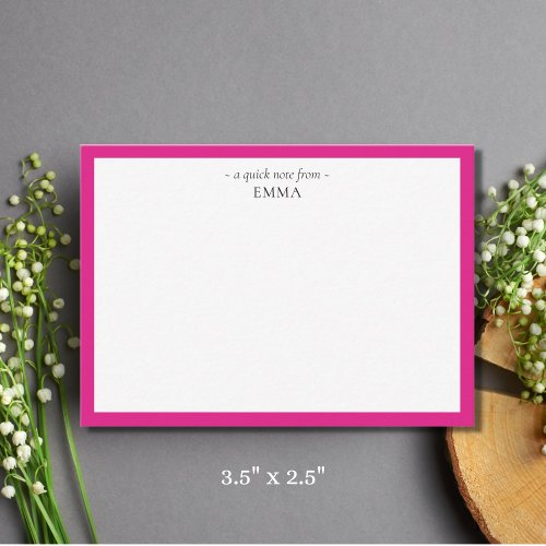 Chic Modern Magenta Pink Correspondence   Note Card