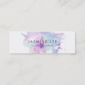 chic modern makeup artist watercolor blue budget mini business card