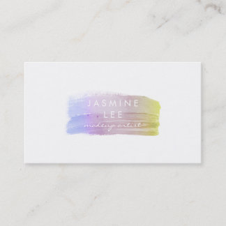 chic modern makeup artist watercolor blue elegant business card