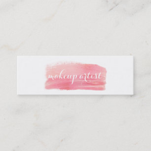 chic modern makeup artist watercolor pink elegant mini business card