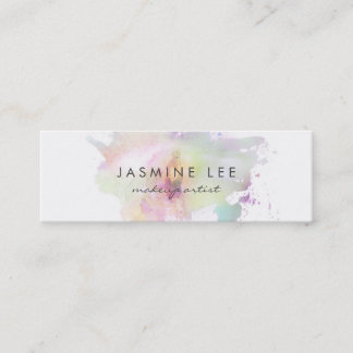 chic modern makeup artist watercolor purple budget mini business card