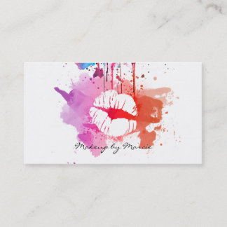 chic modern makeup artist watercolor purple funky business card