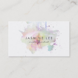 chic modern makeup artist watercolor purple grunge business card