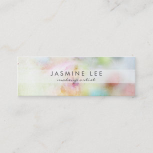 chic modern makeup artist watercolor stripe budget mini business card