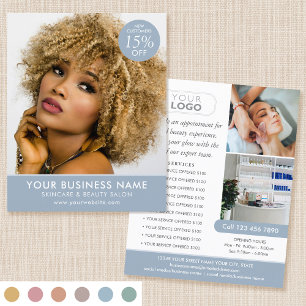 Chic Modern Makeup Beauty Salon Blue Business Flyer