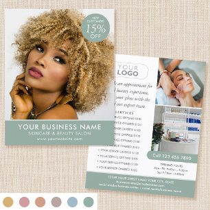 Chic Modern Makeup Beauty Salon Green Business Flyer