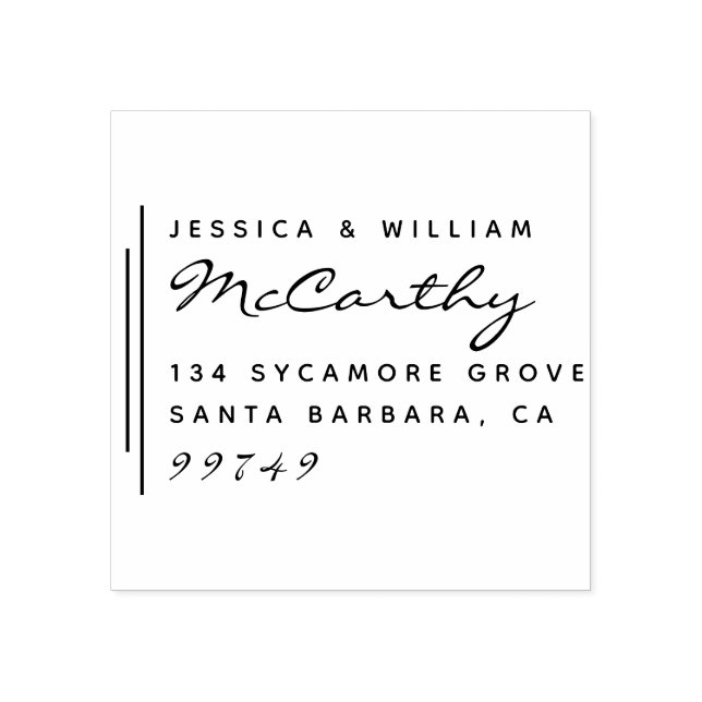 Chic Modern Married Couple's Names Return Address Rubber Stamp (Imprint)