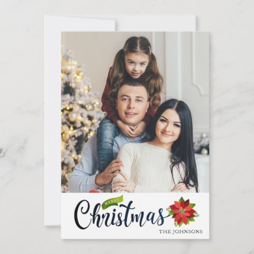 Chic Modern Merry Christmas Photo Personalized Holiday Card
