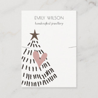 Chic Modern Minimal Christmas Tree Heart Necklace Business Card