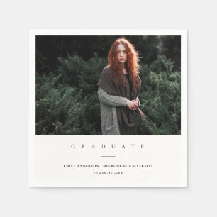 CHIC MODERN MINIMAL CLEAN CUSTOM PHOTO GRADUATION NAPKINS