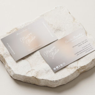 Chic Modern Minimal Elegant Script Pear Iridescent Foil Spot Gloss Business Cards