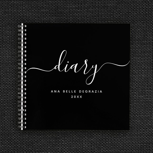 Chic Modern Minimal Personalized Diary Your Name Notebook (Creator Uploaded)