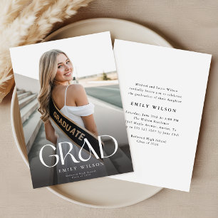 Chic Modern Minimal Photo Graduation Party Invitation