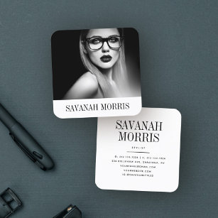 Chic Modern Minimal Simple Professional Photo Square Business Card