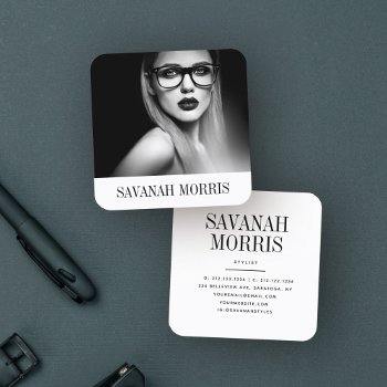 Chic Modern Minimal Simple Professional Photo Square Business Card by Farlane at Zazzle
