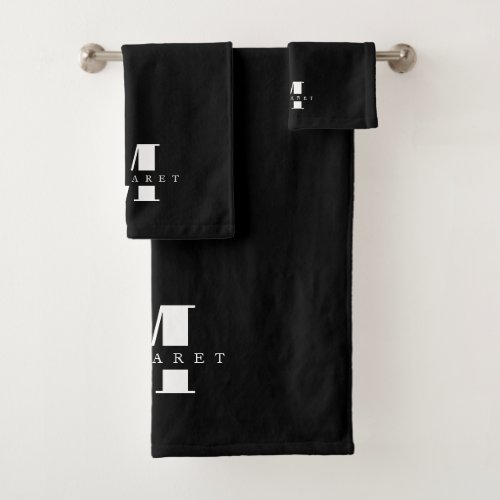 Chic Modern Minimalist Bold Letter Monogram Name Bath Towel Set