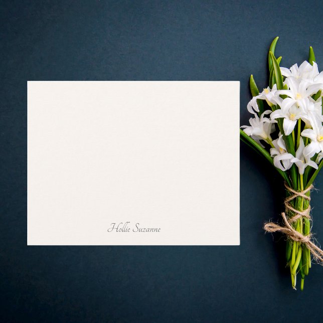 Chic Modern Minimalist Ivory & Gray Personalized  Note Card (Creator Uploaded)