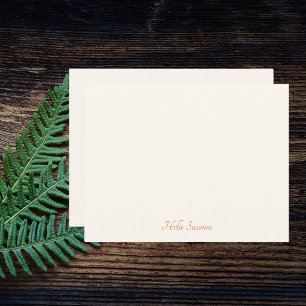 Chic Modern Minimalist Ivory & Orange Personalized Note Card
