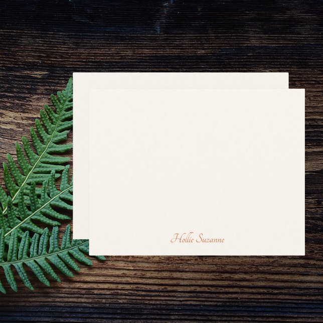 Chic Modern Minimalist Ivory & Orange Personalized Note Card (Creator Uploaded)